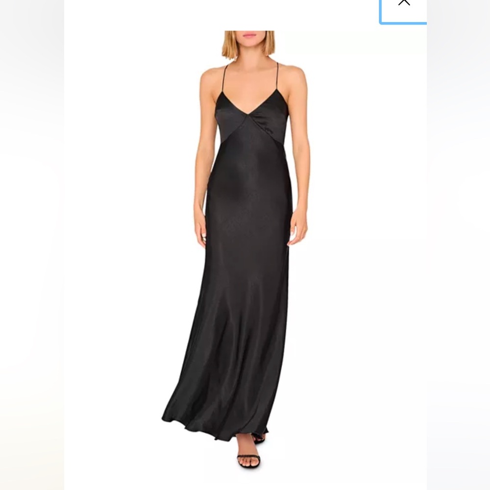 Milly Addie black satin slip dress